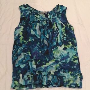 Daisy Fuentes Lg Blue Multi Sleeveless Top